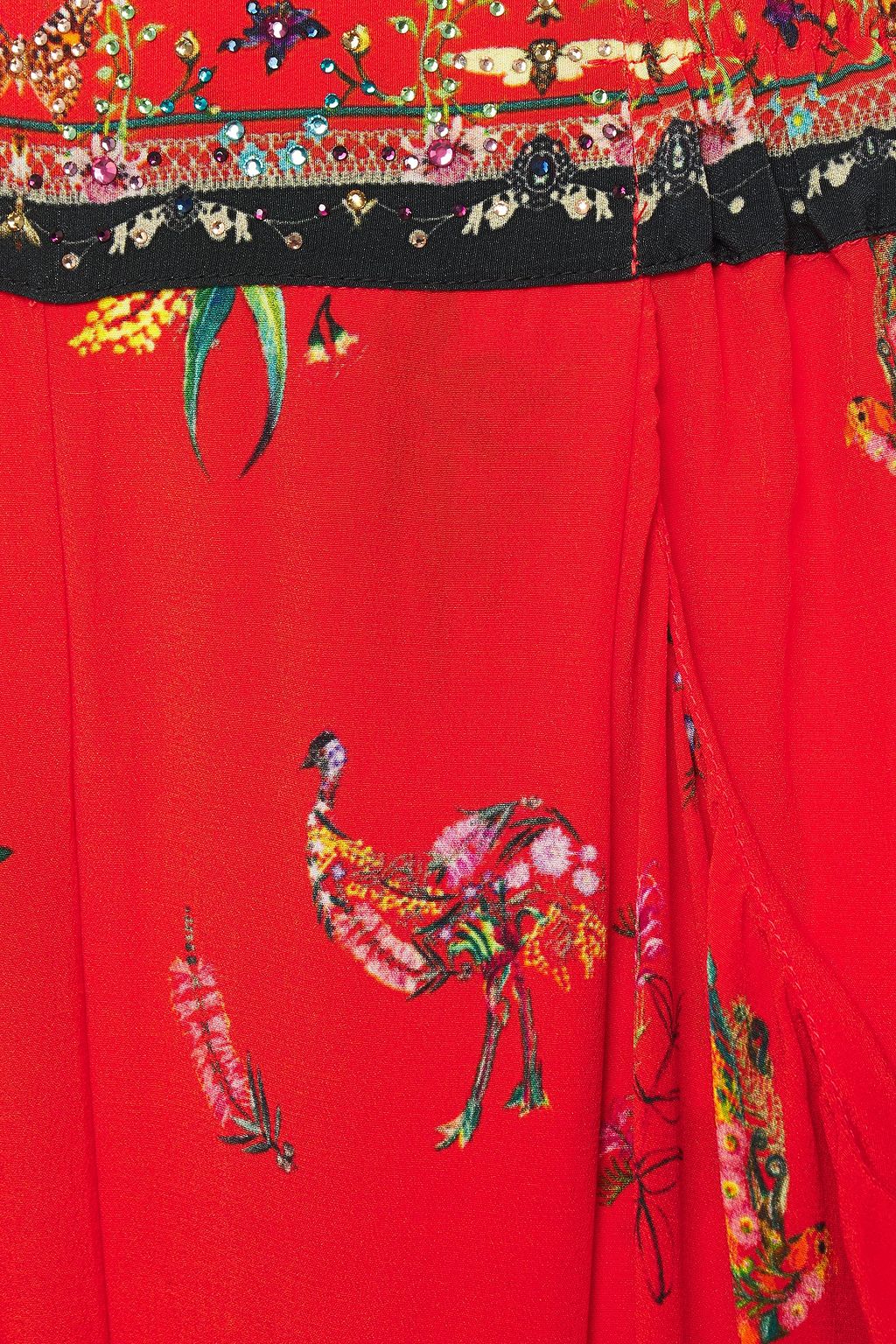 CAMILLA Crystal-embellished printed silk crepe de chine wide-leg pants