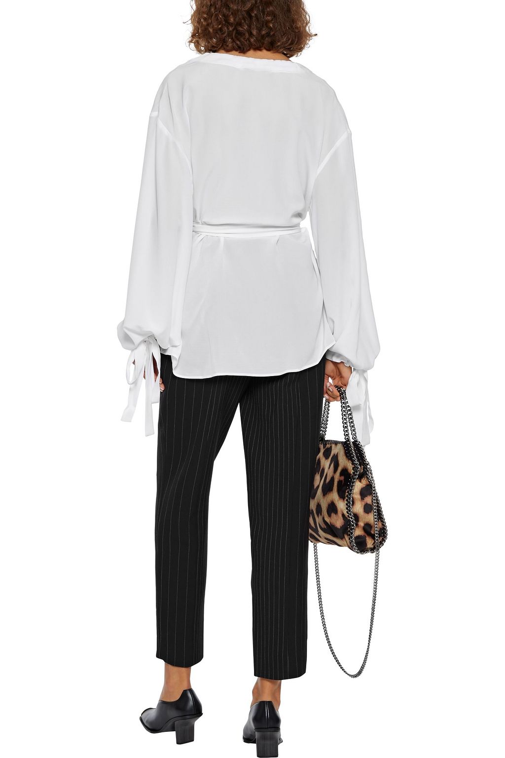 STELLA MCCARTNEY Latrobe belted bow-detailed silk crepe de chine top