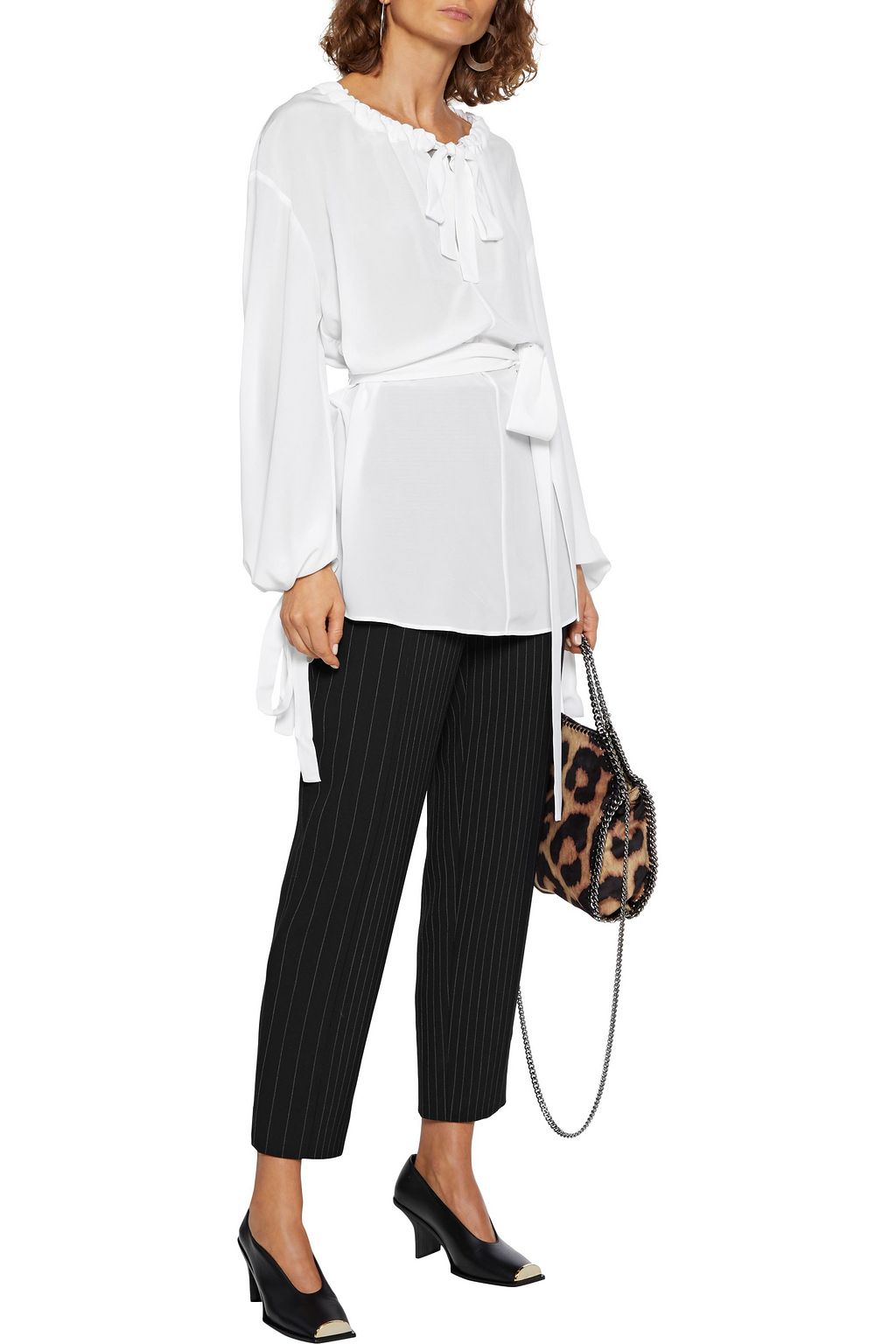 STELLA MCCARTNEY Latrobe belted bow-detailed silk crepe de chine top