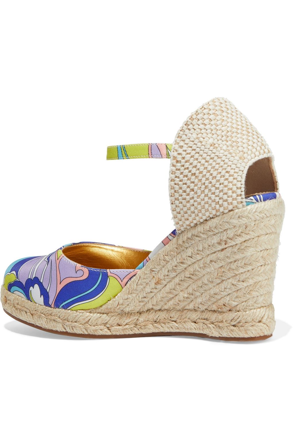 PUCCI Printed satin-twill wedge espadrilles