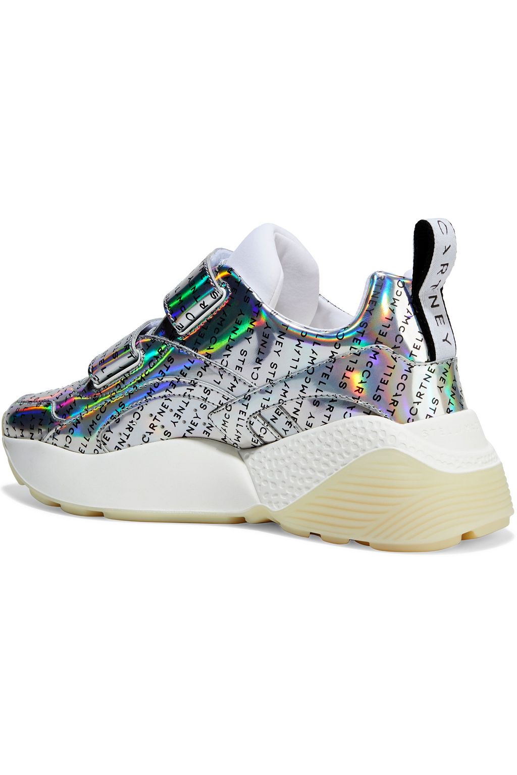STELLA MCCARTNEY Eclypse logo-print holographic faux leather exaggerated-sole sneakers
