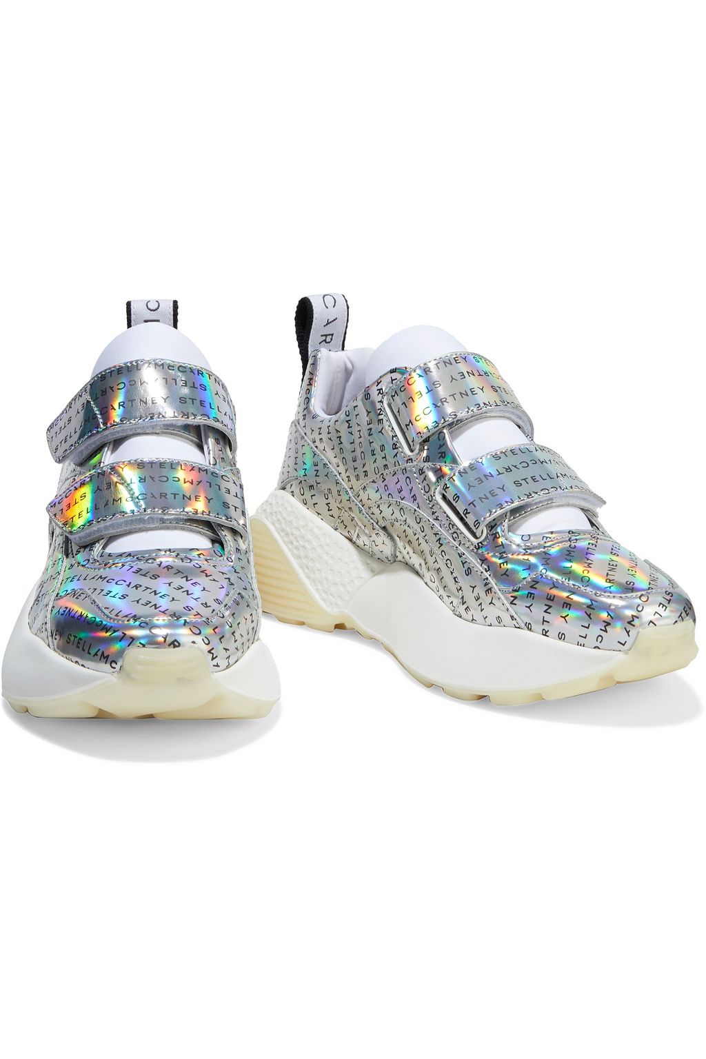 STELLA MCCARTNEY Eclypse logo-print holographic faux leather exaggerated-sole sneakers