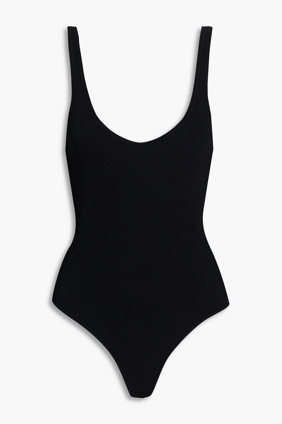 Tibi Giselle Cutout Ribbed-knit Bodysuit In Black