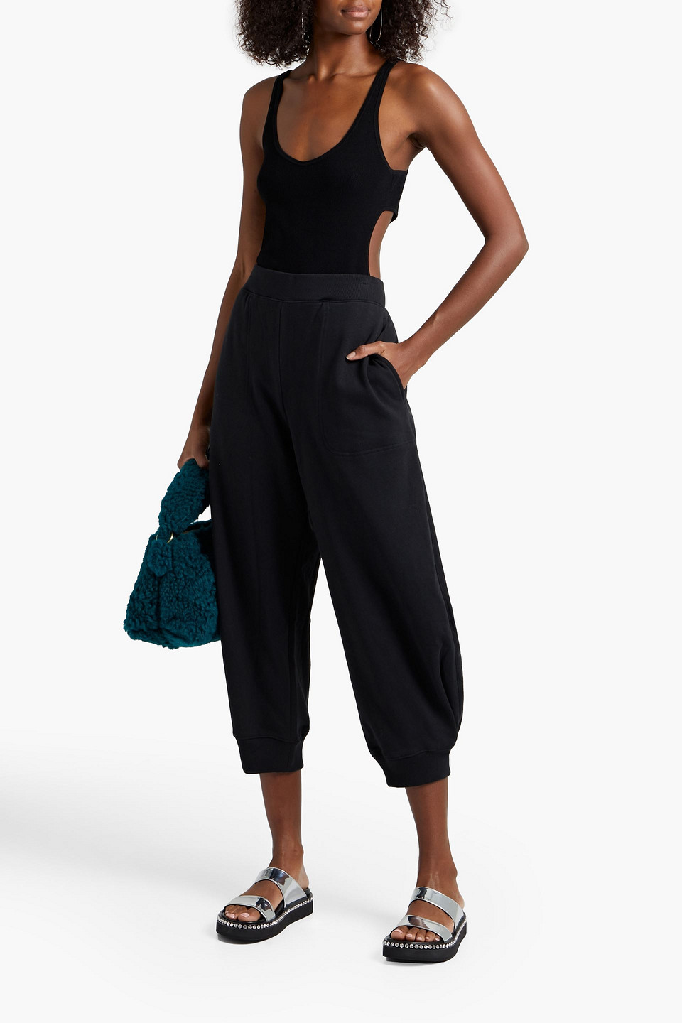 Tibi Giselle Cutout Ribbed-knit Bodysuit In Black