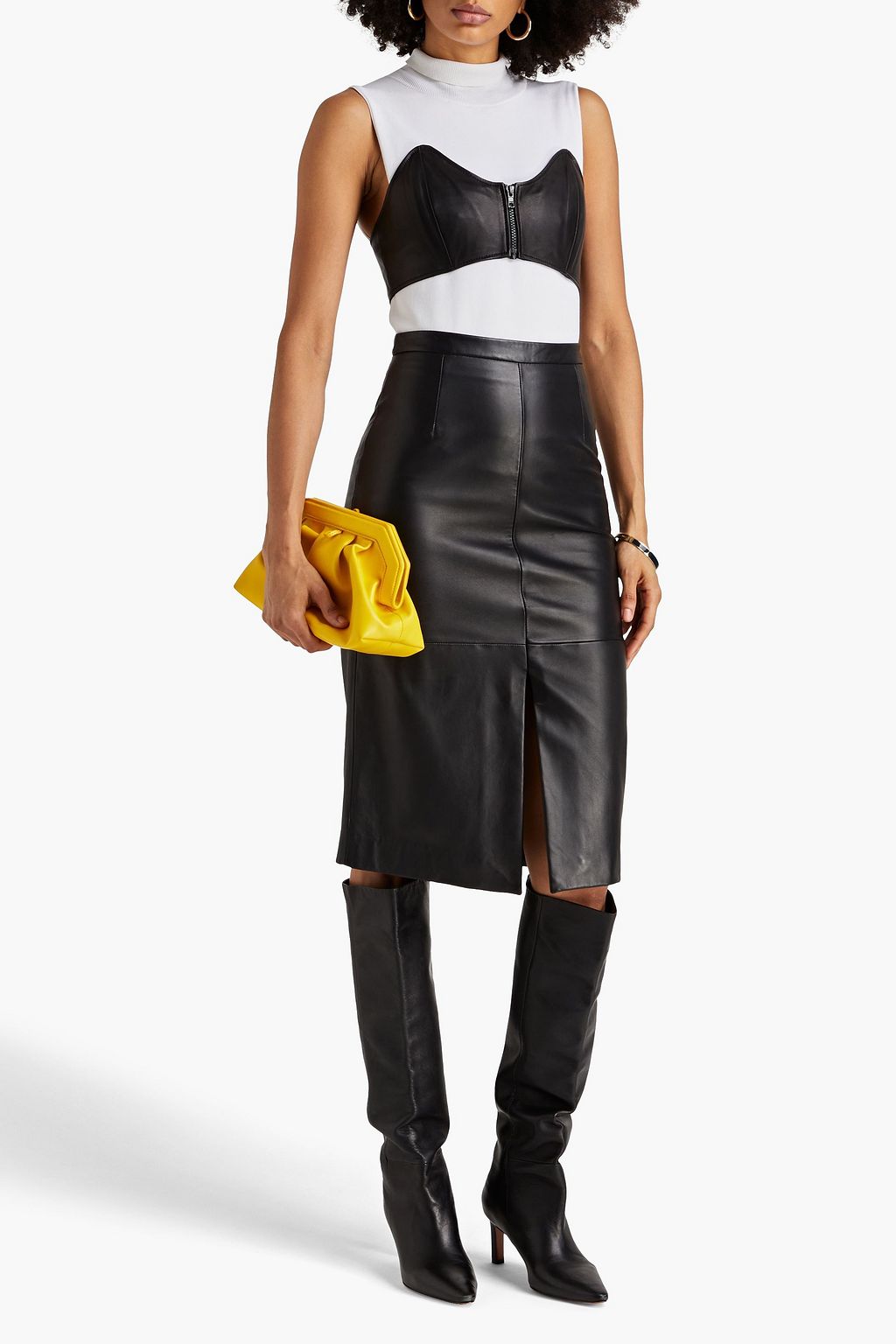 TIBI Cropped leather bustier top
