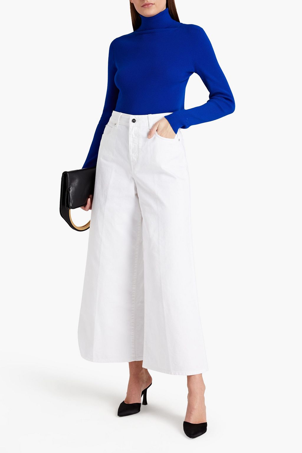 VICTORIA, VICTORIA BECKHAM Cropped high-rise wide-leg jeans