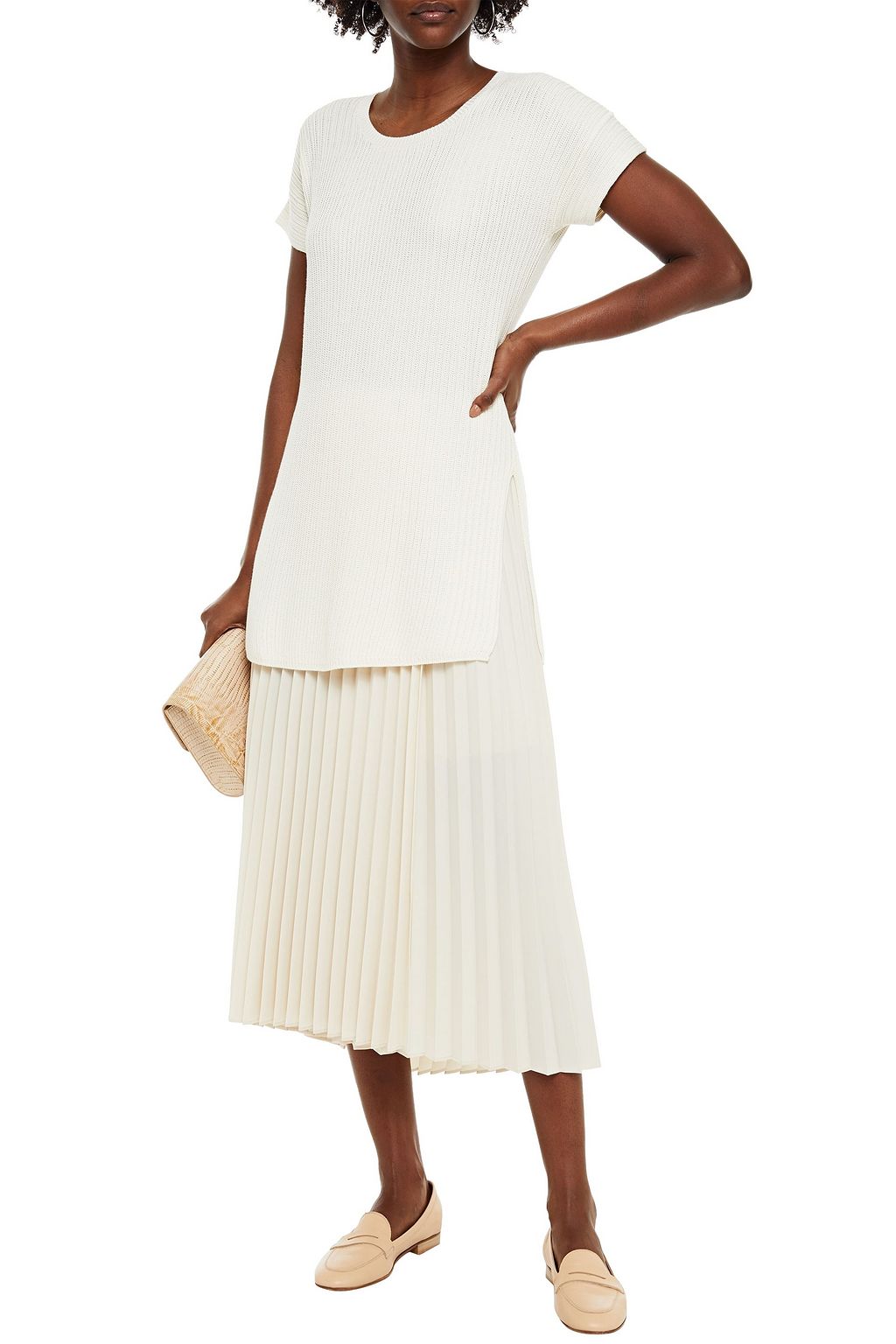LORO PIANA Ribbed silk and cotton-blend top