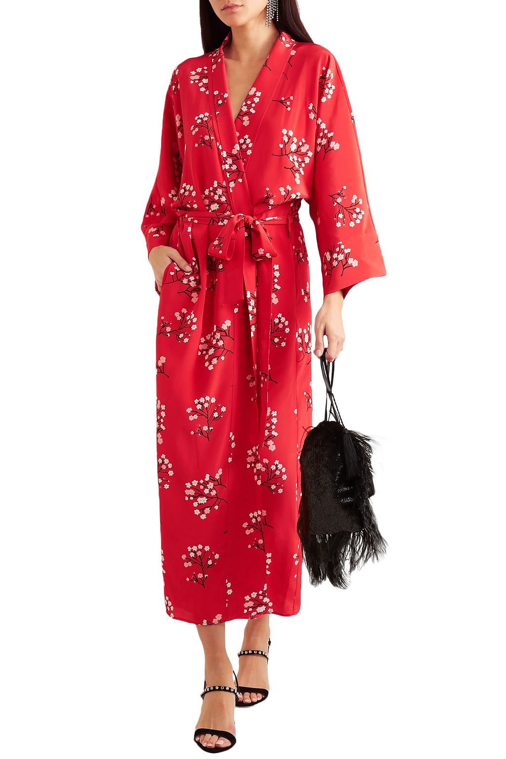 BERNADETTE Peignor belted printed silk crepe de chine wrap dress