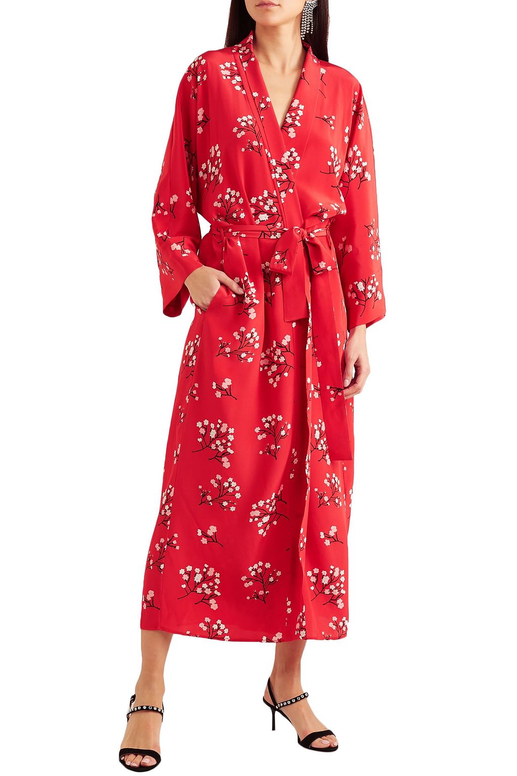 BERNADETTE Peignor belted printed silk crepe de chine wrap dress