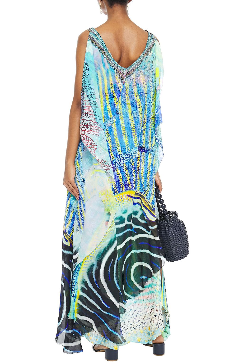 CAMILLA Reef Warrior draped embellished printed silk crepe de chine maxi dress