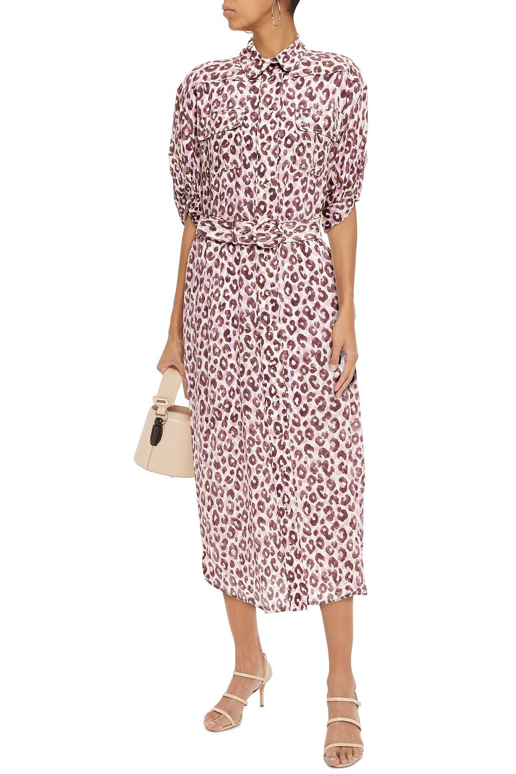 ZIMMERMANN Belted leopard-print silk crepe de chine midi dress