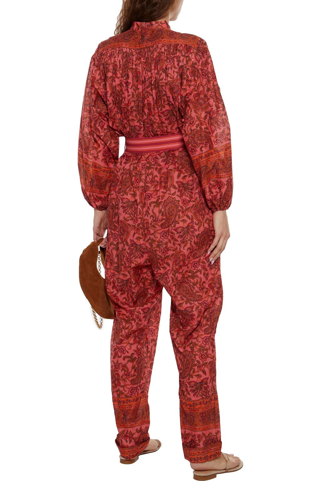 ZIMMERMANN Edie belted printed cotton-voile jumpsuit
