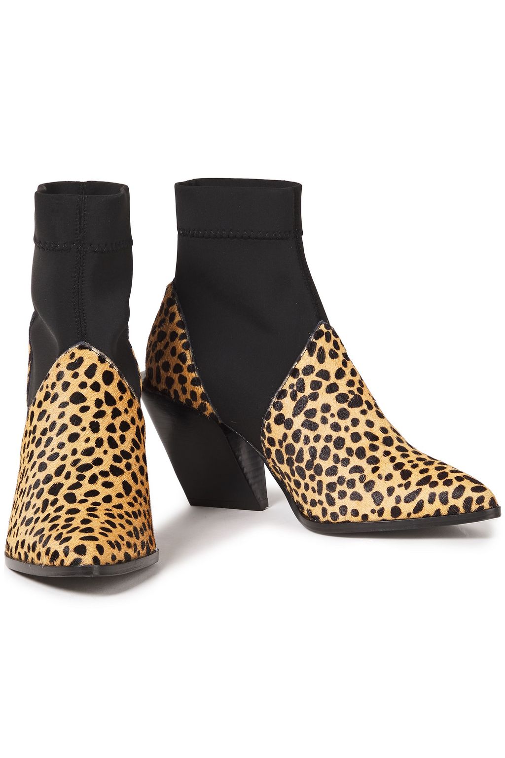 RODEBJER Kari leopard-print calf hair and neoprene ankle boots