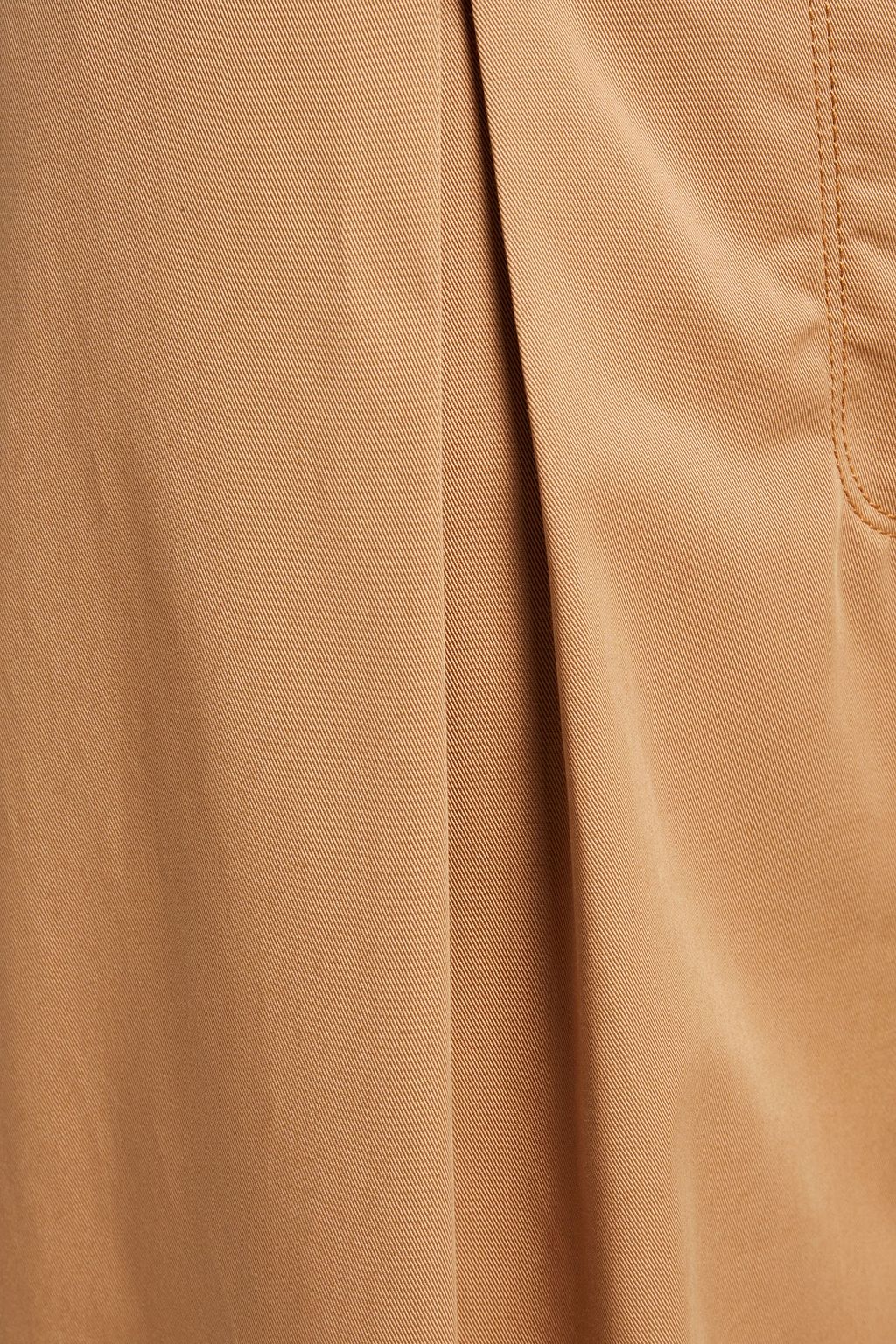 TORY BURCH Pleated cotton-twill wide-leg pants