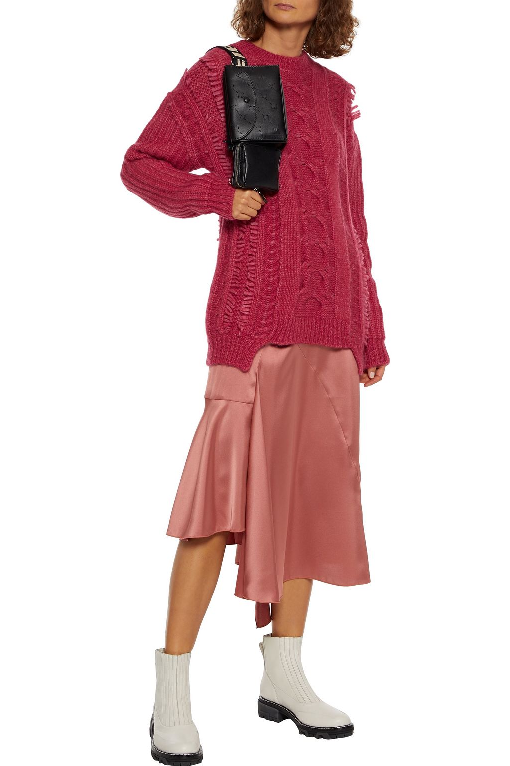 STELLA MCCARTNEY Fringed cable-knit alpaca-blend sweater