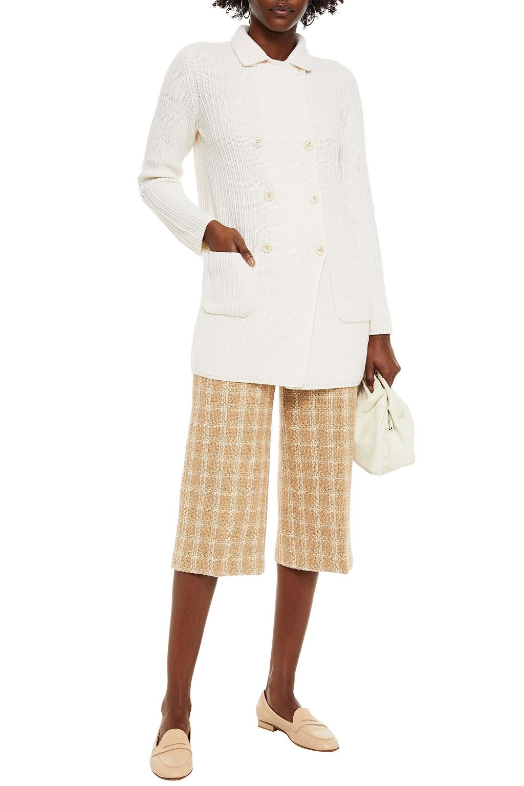 LORO PIANA Double-breasted ribbed cashmere cardigan