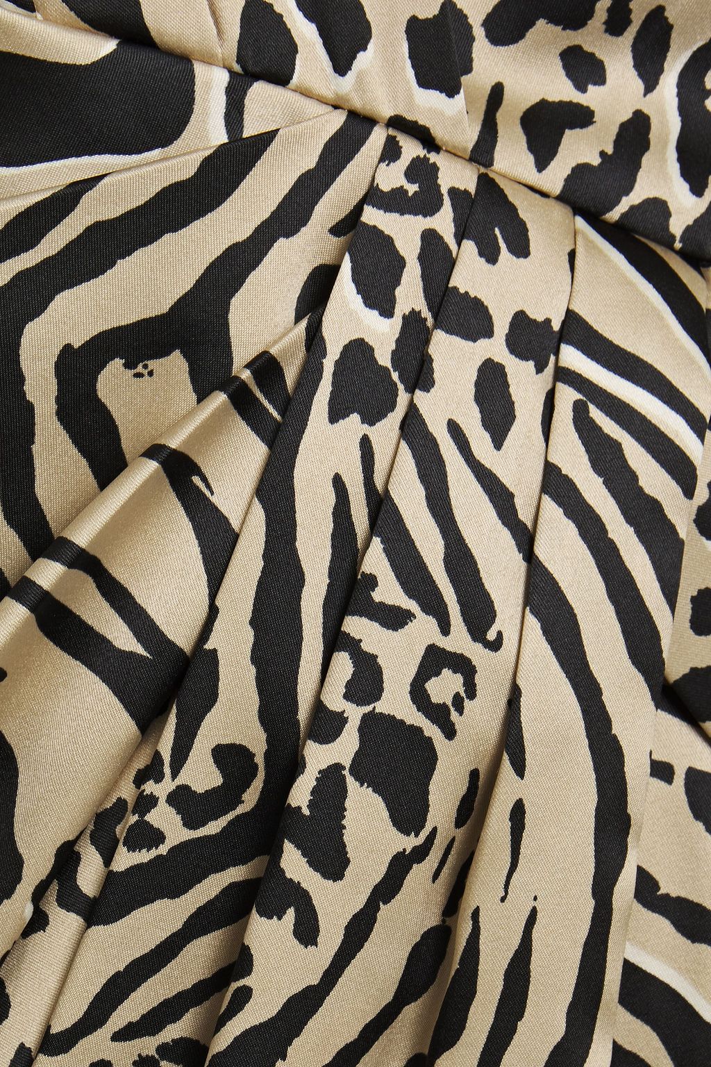 JAY GODFREY Wrap-effect pleated printed stretch-satin dress