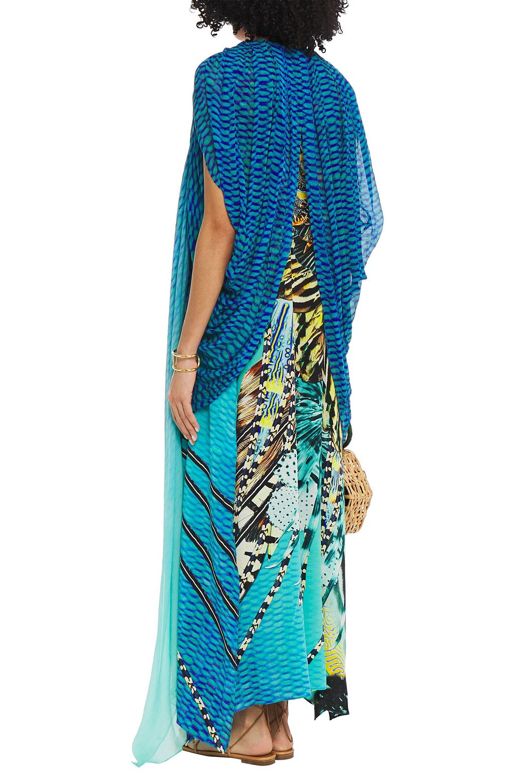 CAMILLA Marine Queen embellished printed silk-georgette and crepe de chine kaftan