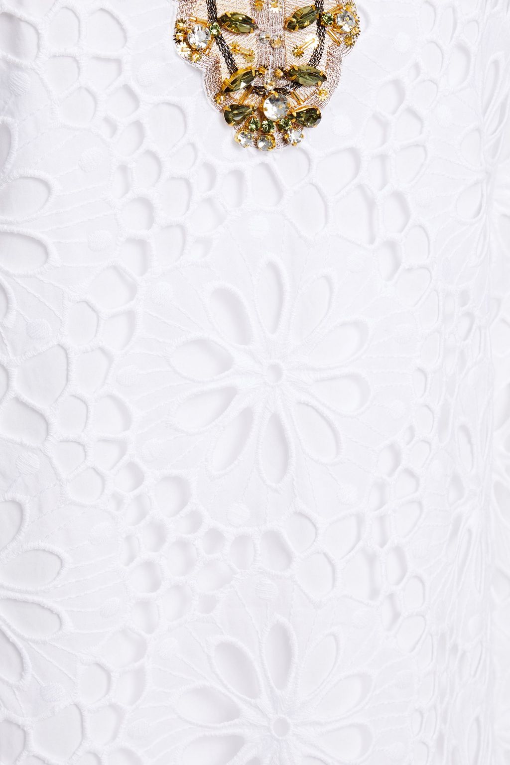 TORY BURCH Embellished broderie anglaise cotton maxi dress