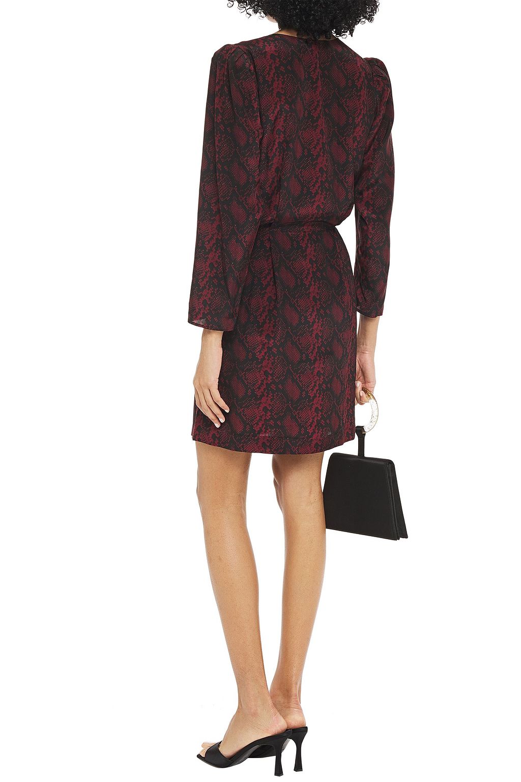 NILI LOTAN Pamela wrap-effect snake-print silk crepe de chine mini dress