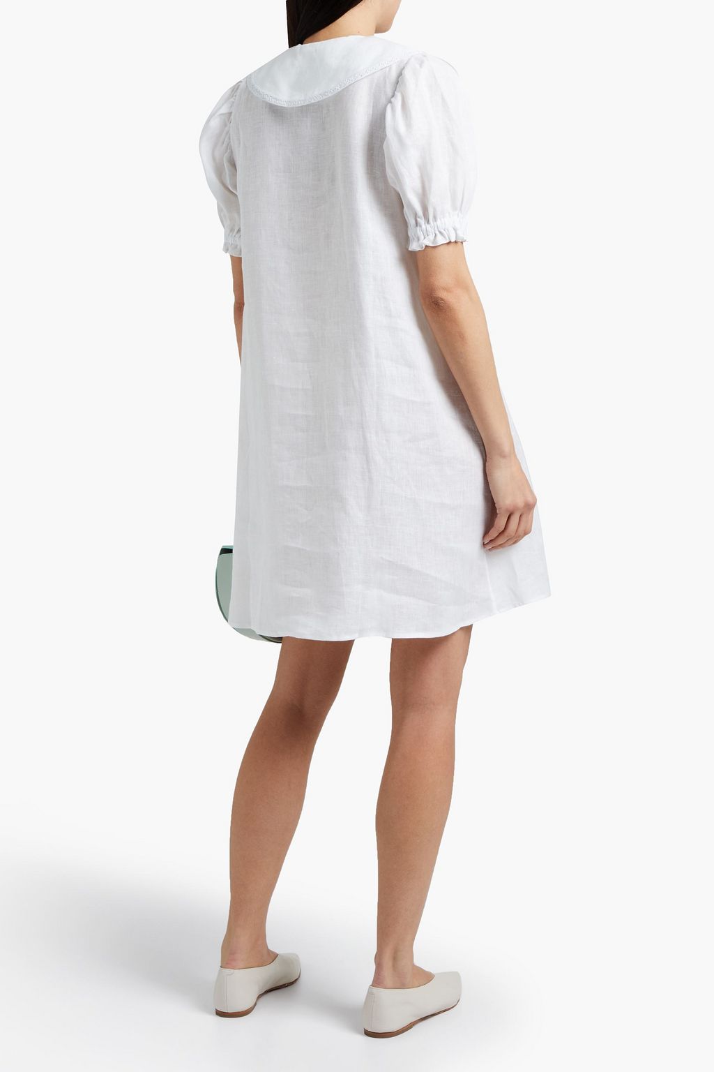 SLEEPER Marie lace-trimmed linen mini dress