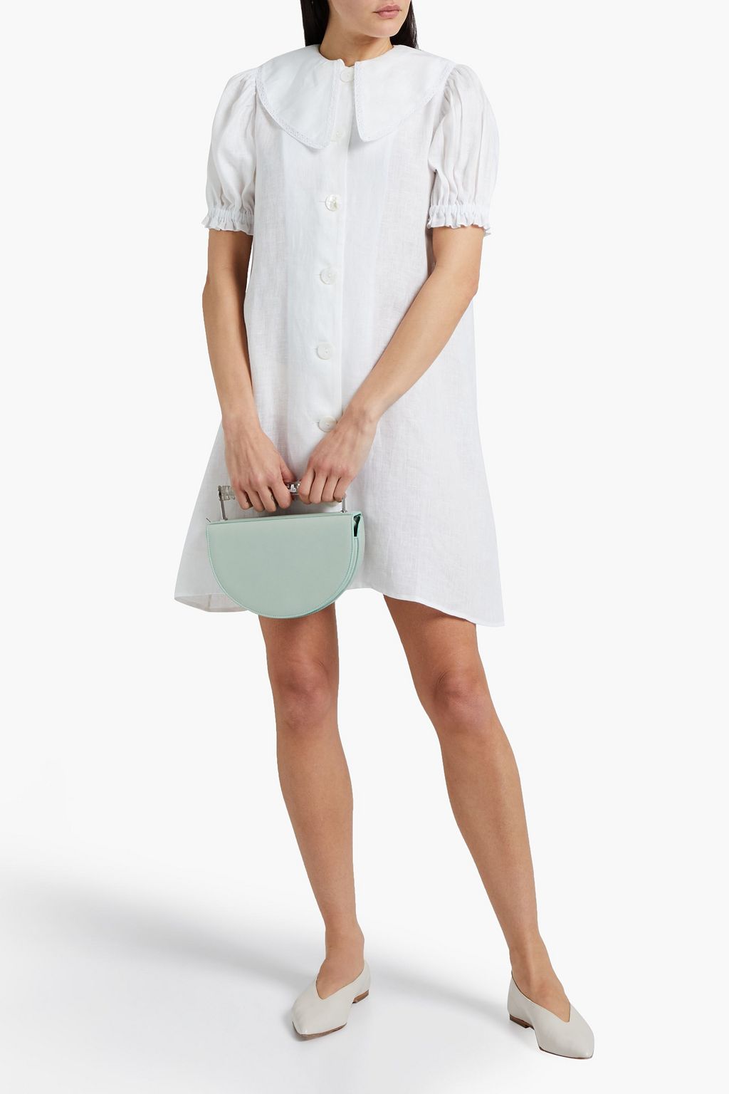 SLEEPER Marie lace-trimmed linen mini dress