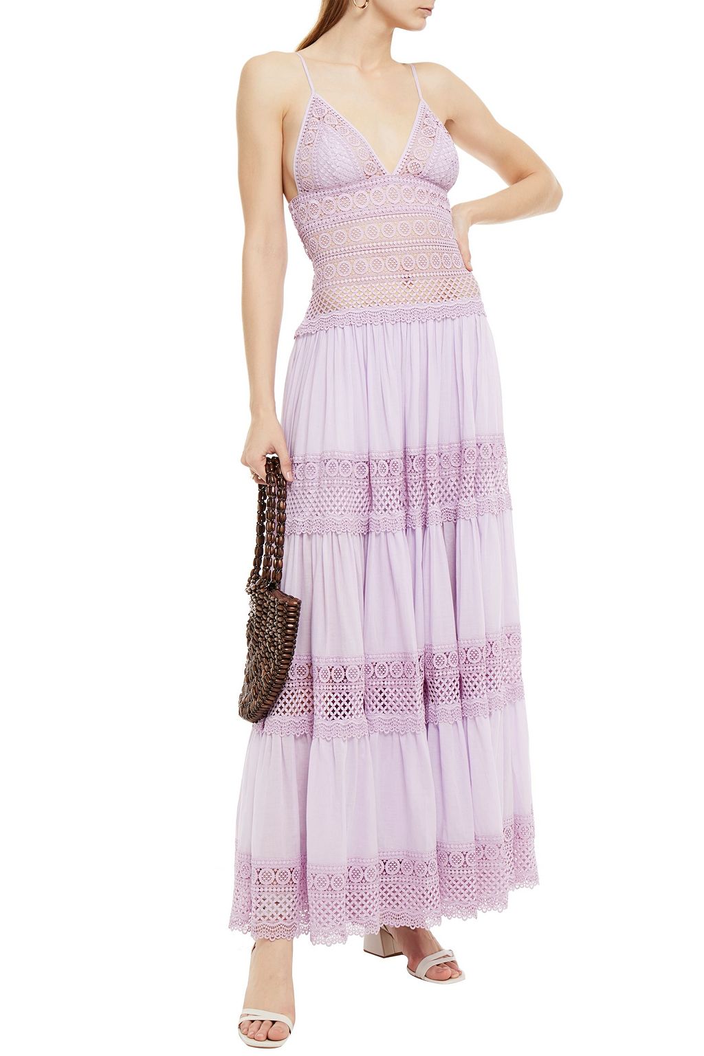 CHARO RUIZ IBIZA Miriam crocheted lace and cotton-blend voile maxi dress