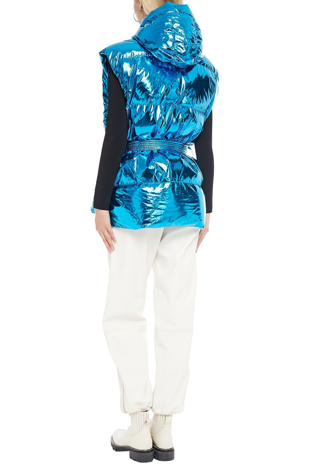 IENKI IENKI Belted metallic quilted shell hooded down vest