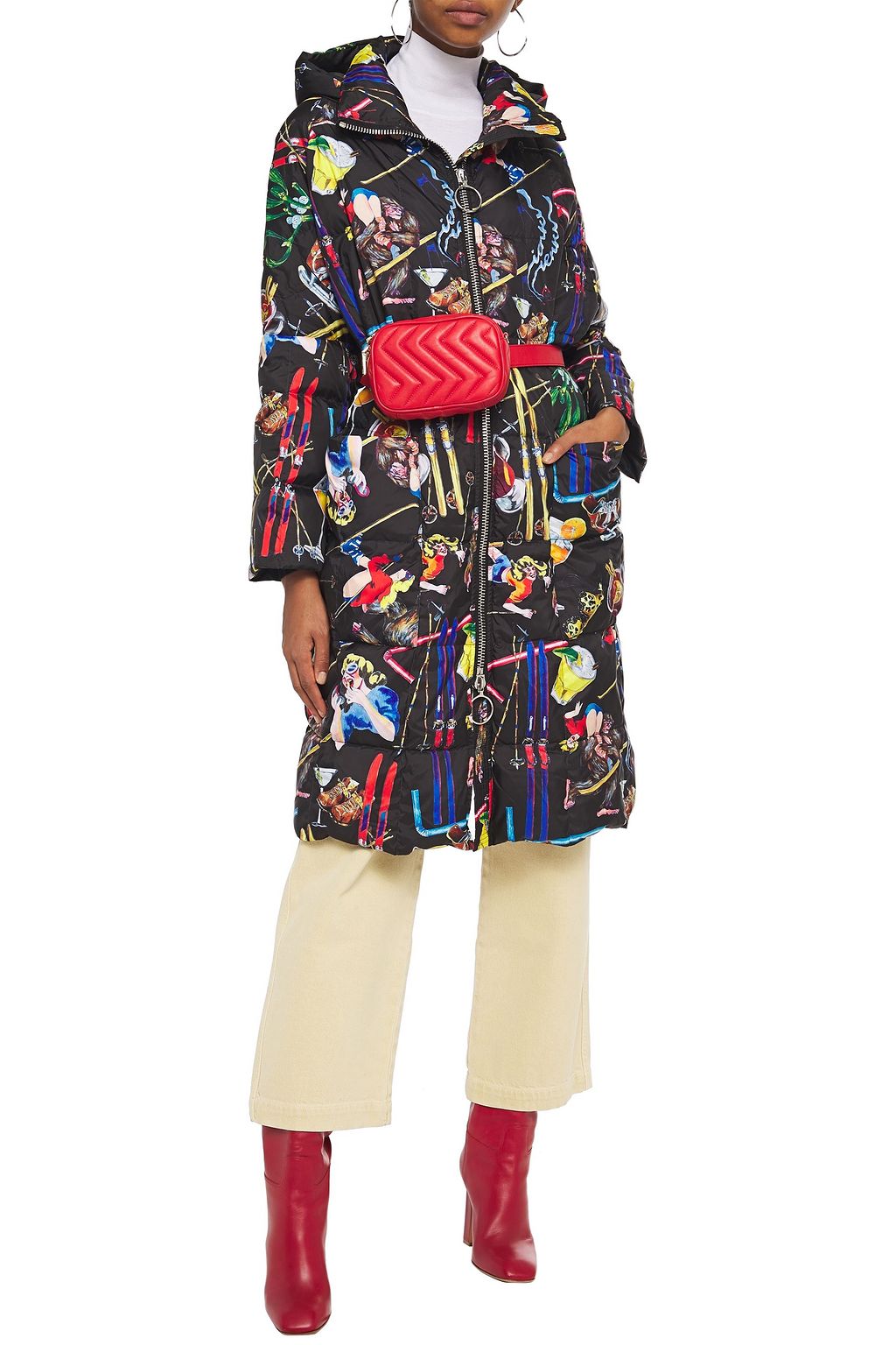 IENKI IENKI Pyramide printed quilted shell hooded down coat