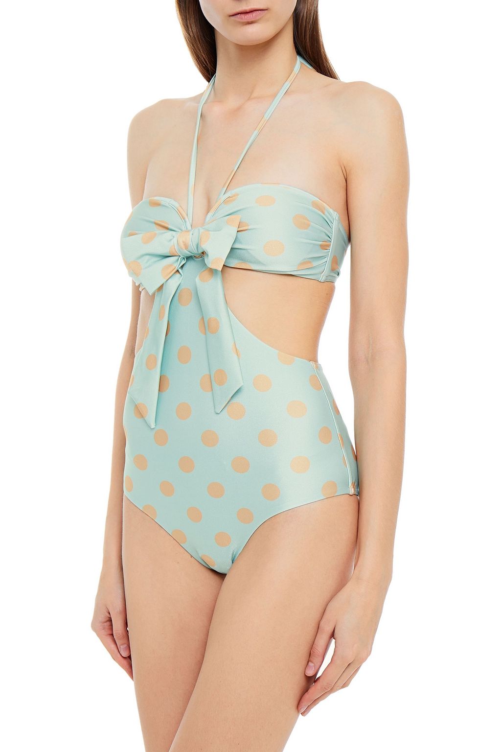 ZIMMERMANN Kirra Tie bow-embellished cutout polka-dot halterneck swimsuit