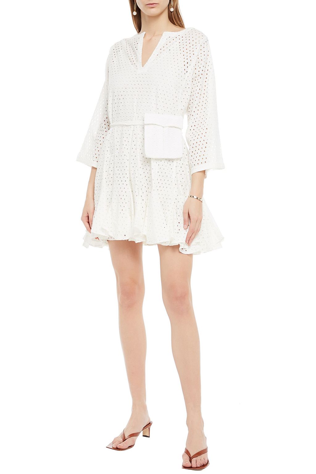 RHODE Ryan belted broderie anglaise cotton mini dress