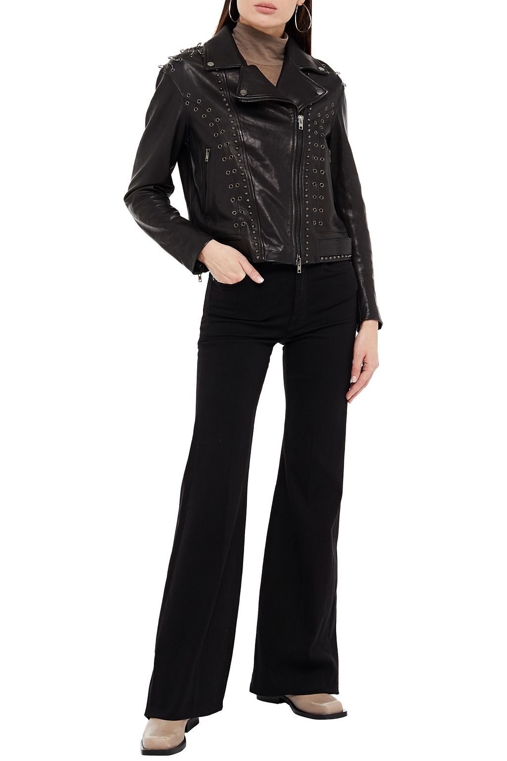 7 FOR ALL MANKIND Embellished leather biker jacket