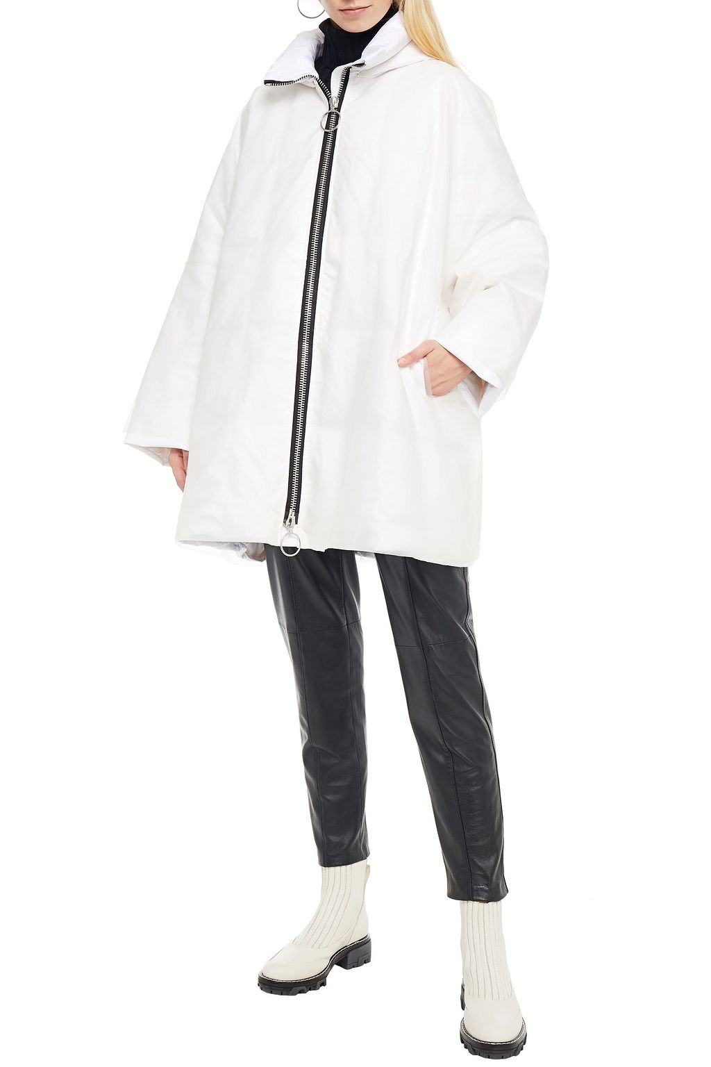 IENKI IENKI Raincoat PVC and quilted foiled shell hooded down coat