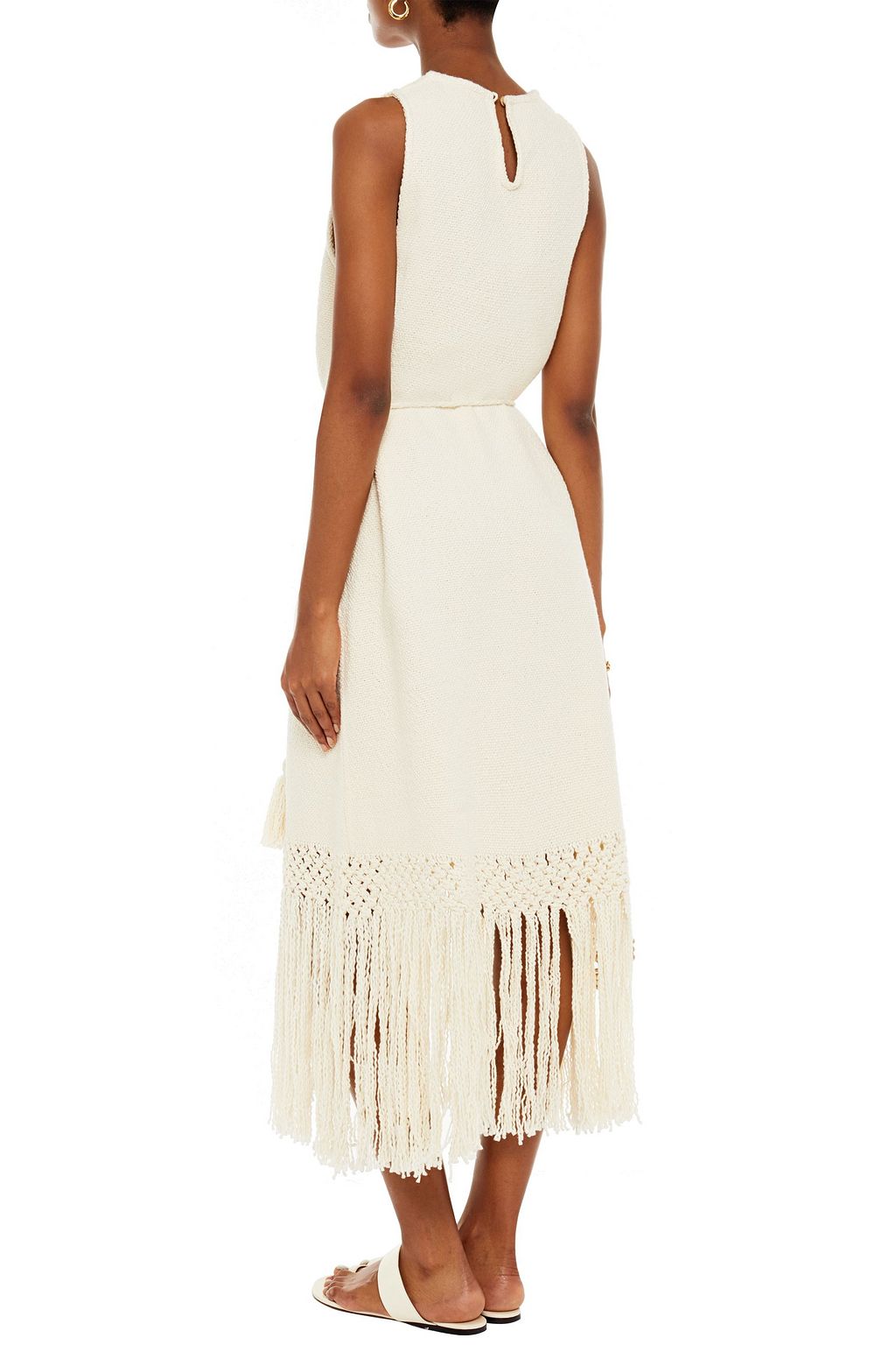 RHODE Aaliyah macramé-trimmed cotton midi dress