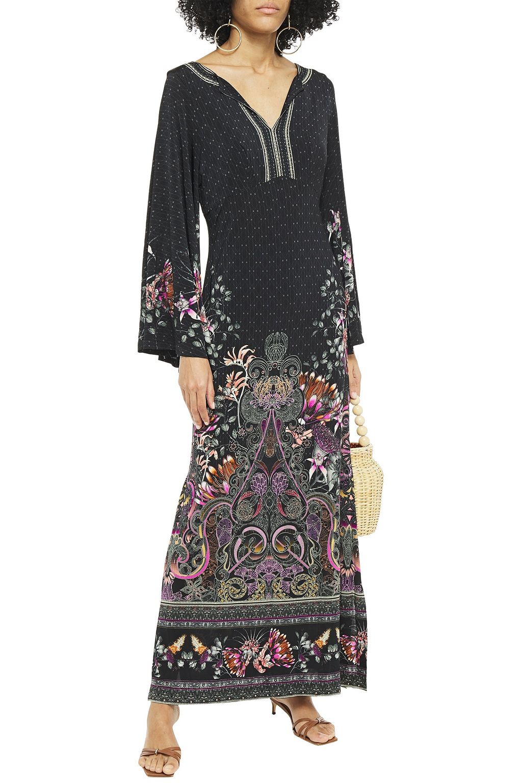 CAMILLA Crystal-embellished printed stretch-jersey maxi dress
