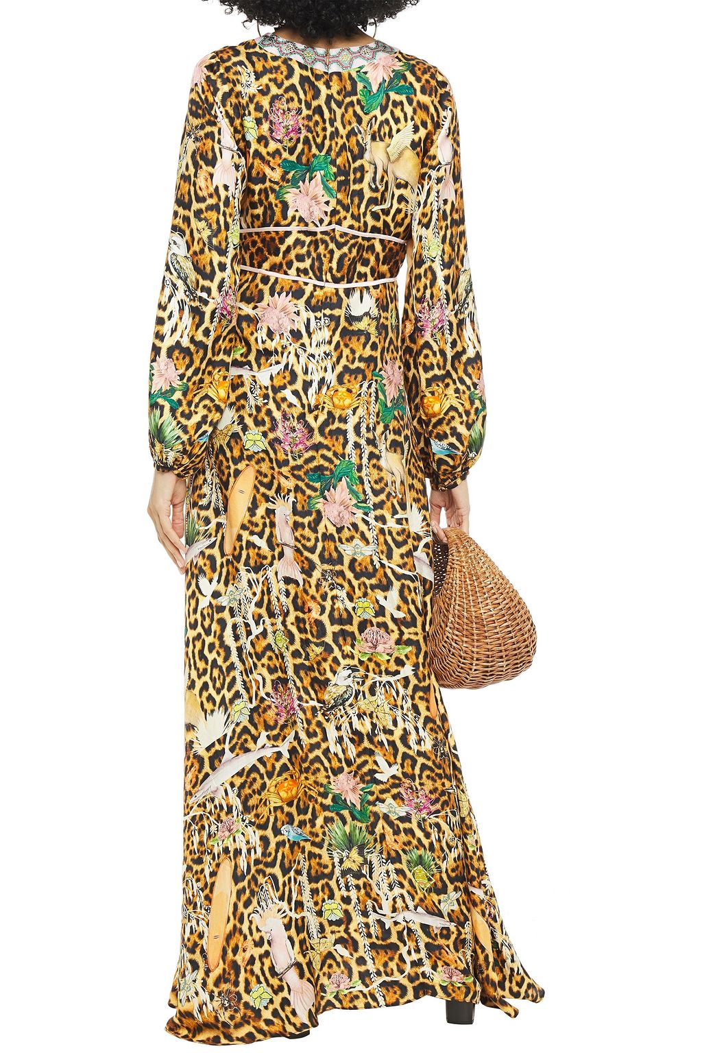 CAMILLA Embellished printed silk-satin maxi dress