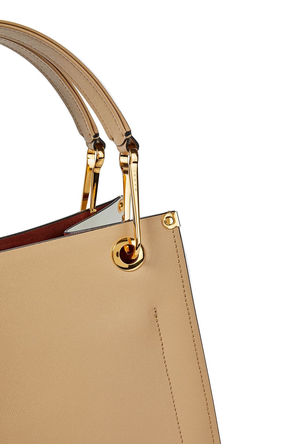 MARNI Embellished two-tone textured-leather tote