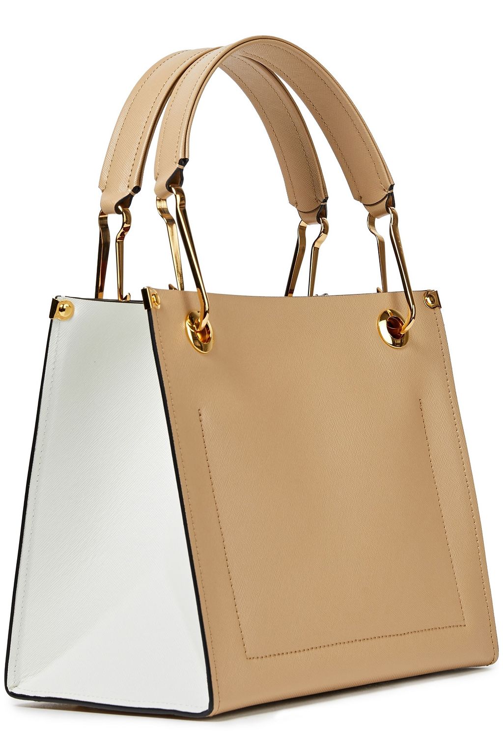 MARNI Embellished two-tone textured-leather tote