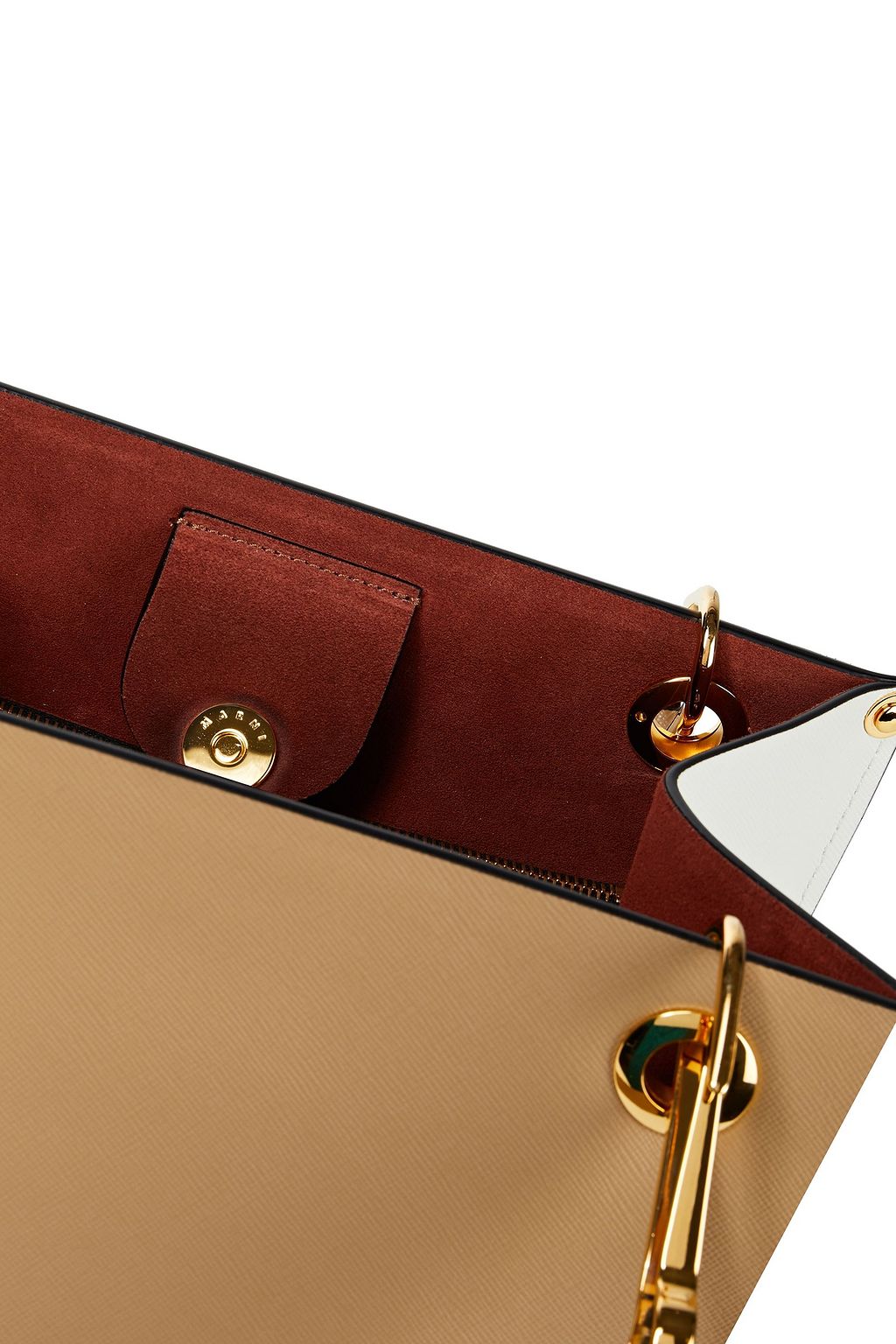 MARNI Embellished two-tone textured-leather tote
