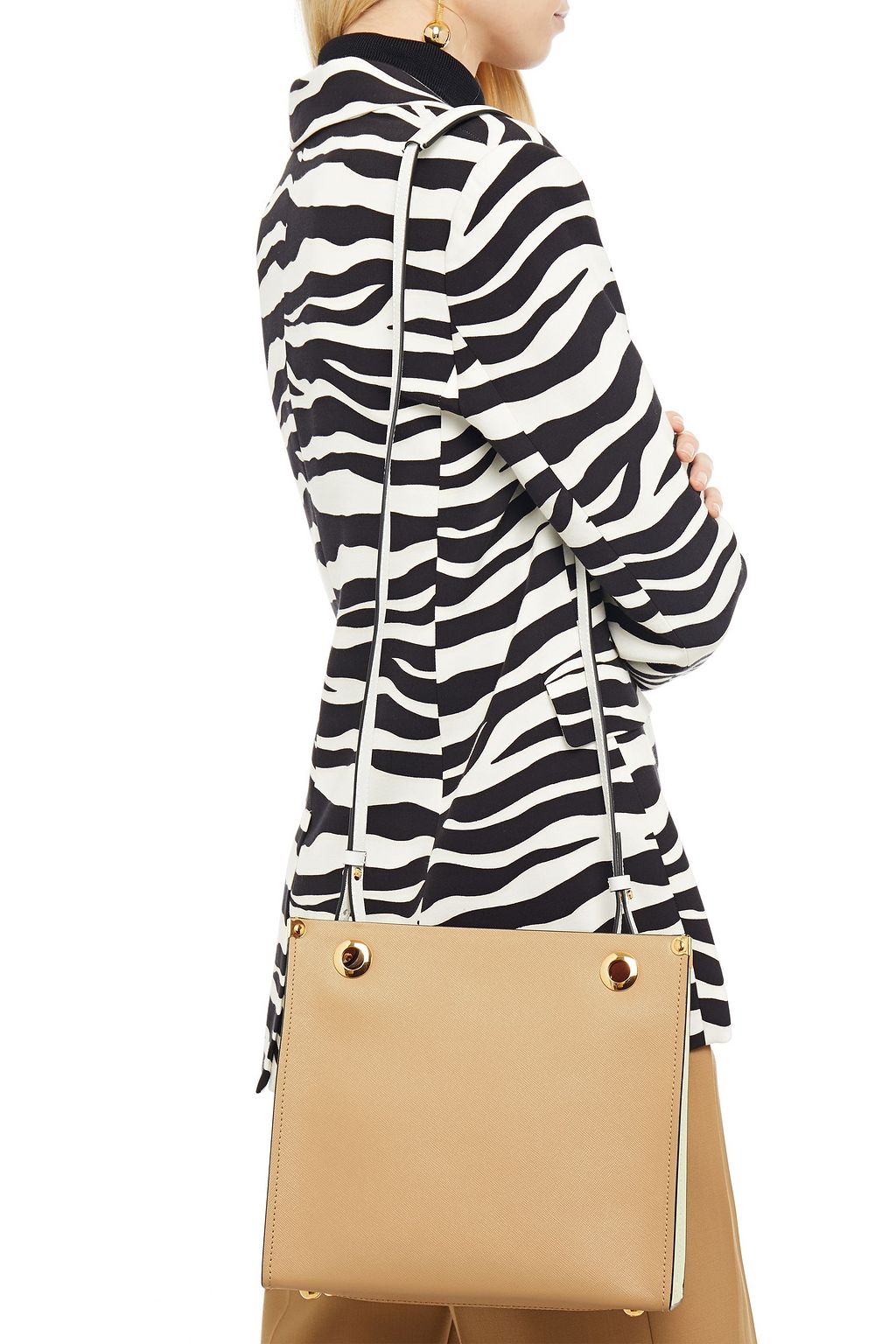 MARNI Embellished two-tone textured-leather tote