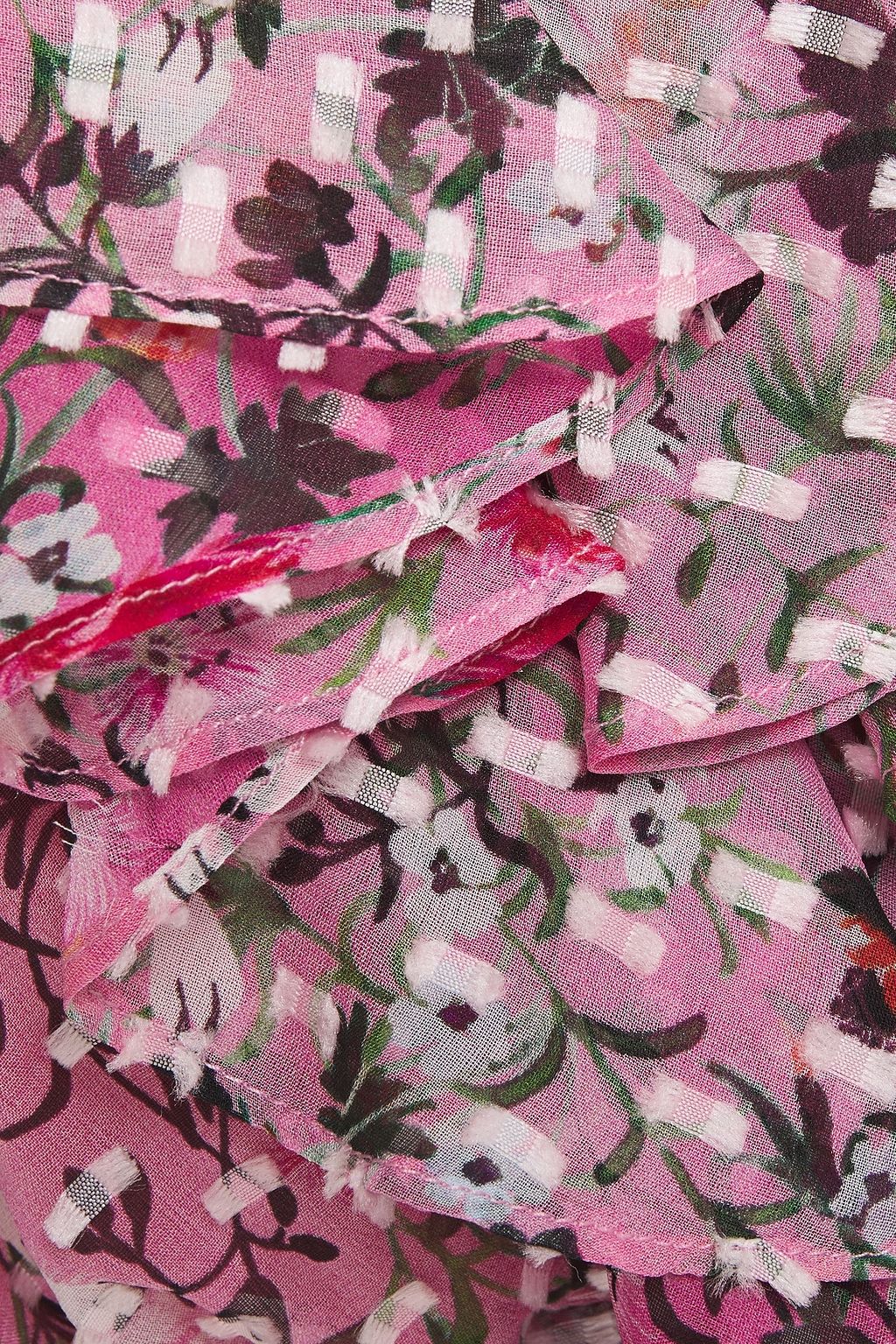 SALONI Anita Midikleid aus einer Seidenmischung mit Fil Coupé, floralem Print und Rüschen