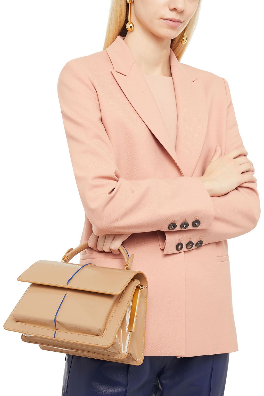 Neutral Patent-leather shoulder bag | MARNI | THE OUTNET