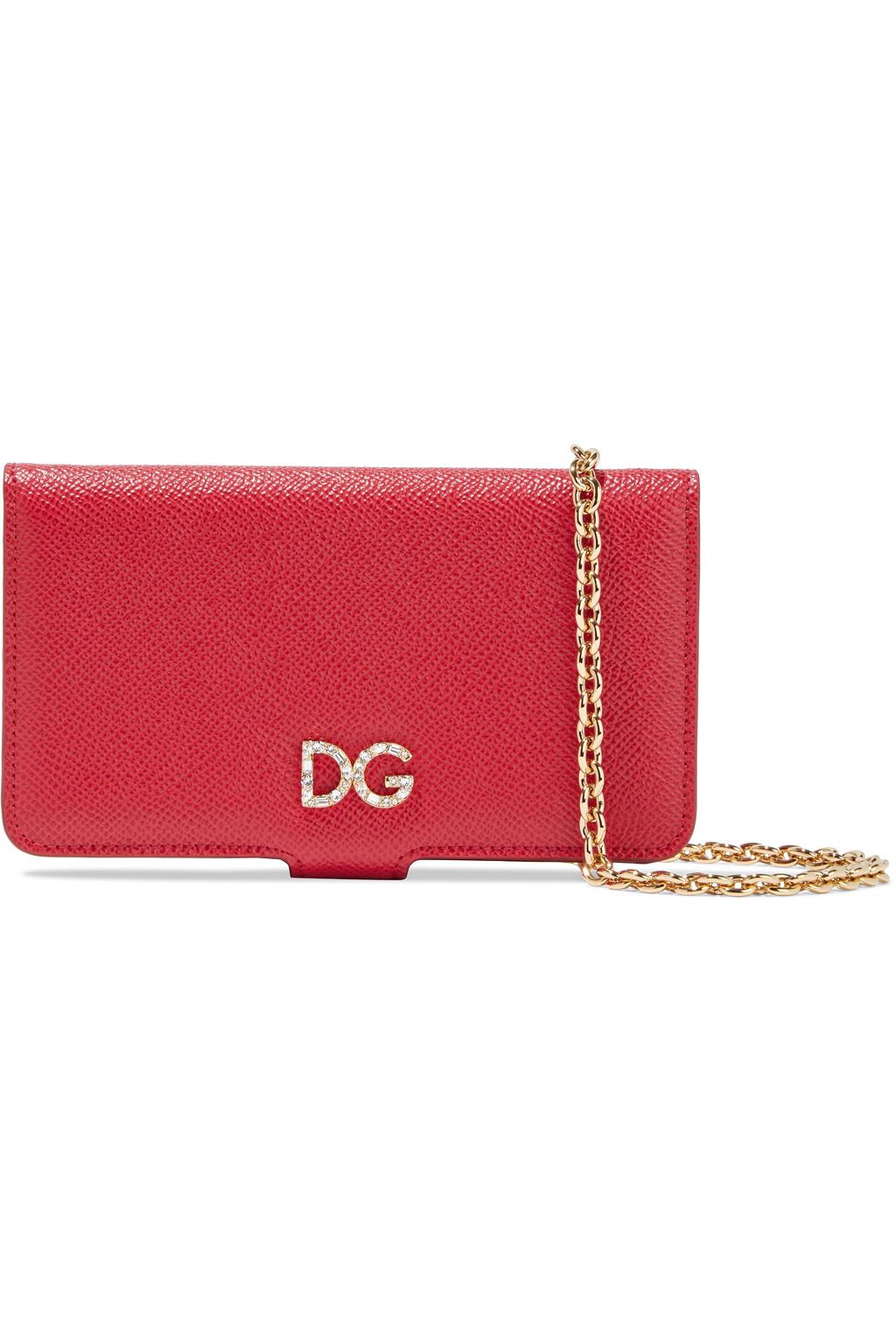 DOLCE&GABBANA Crystal-embellished textured-leather iPhone X case