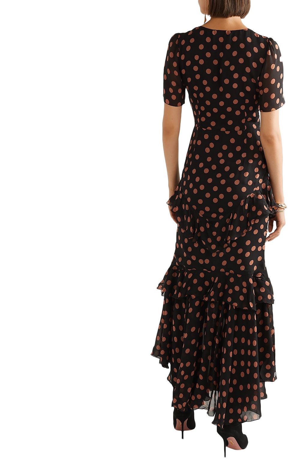 DE LA VALI Juliette ruffled polka-dot chiffon maxi dress