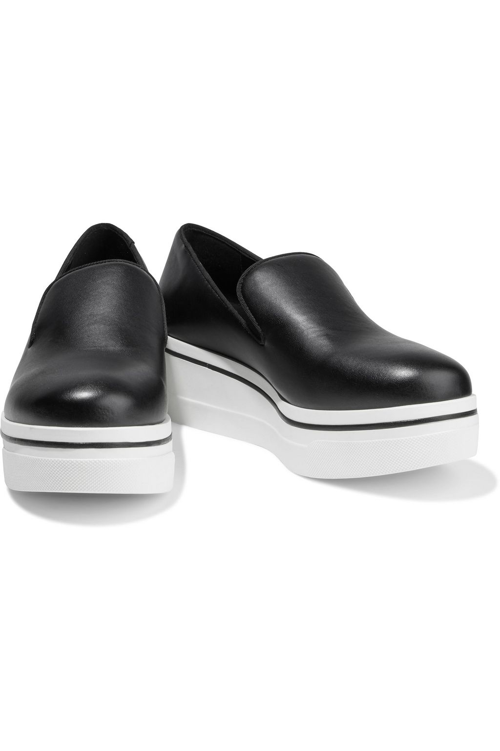 ladies black leather slip on sneakers