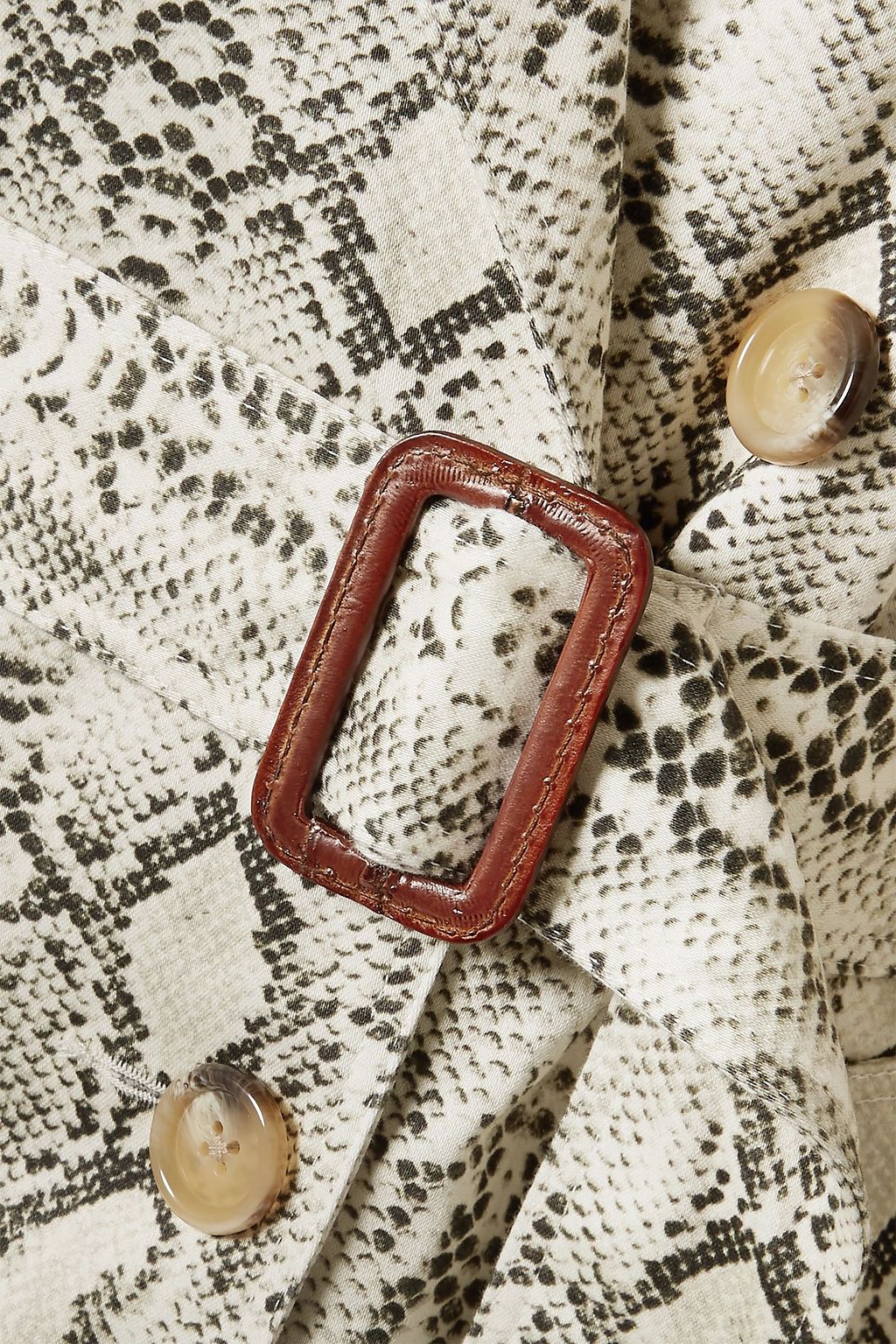 LES RÊVERIES Snake-print cotton trench coat