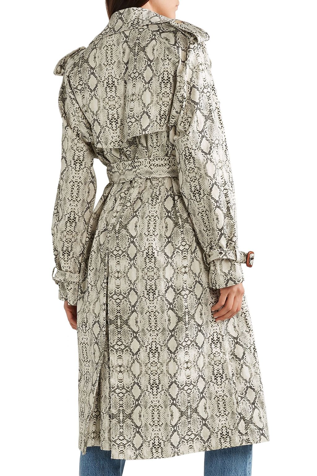LES RÊVERIES Snake-print cotton trench coat