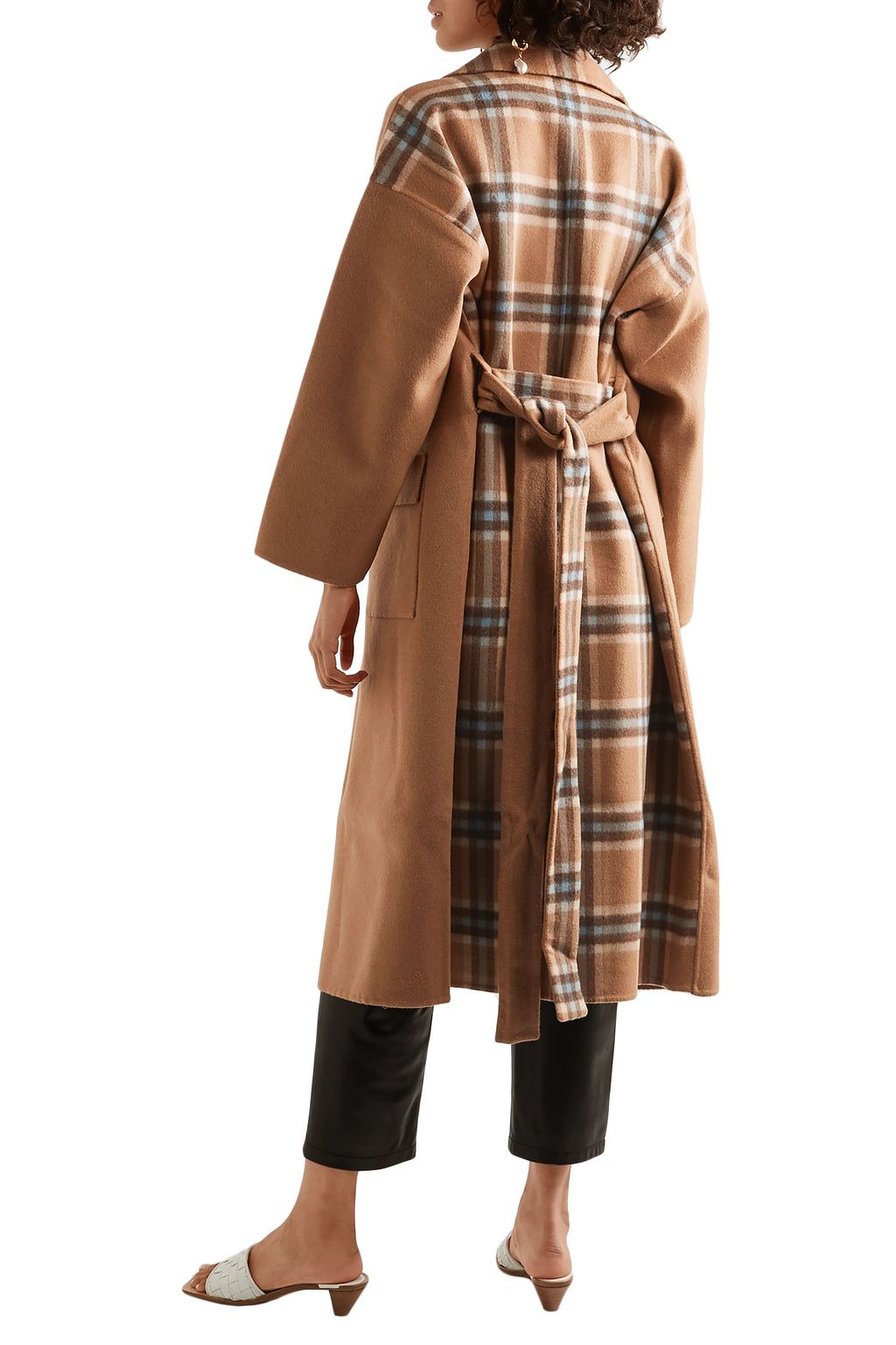 REJINA PYO Meryl convertible paneled checked wool-blend coat