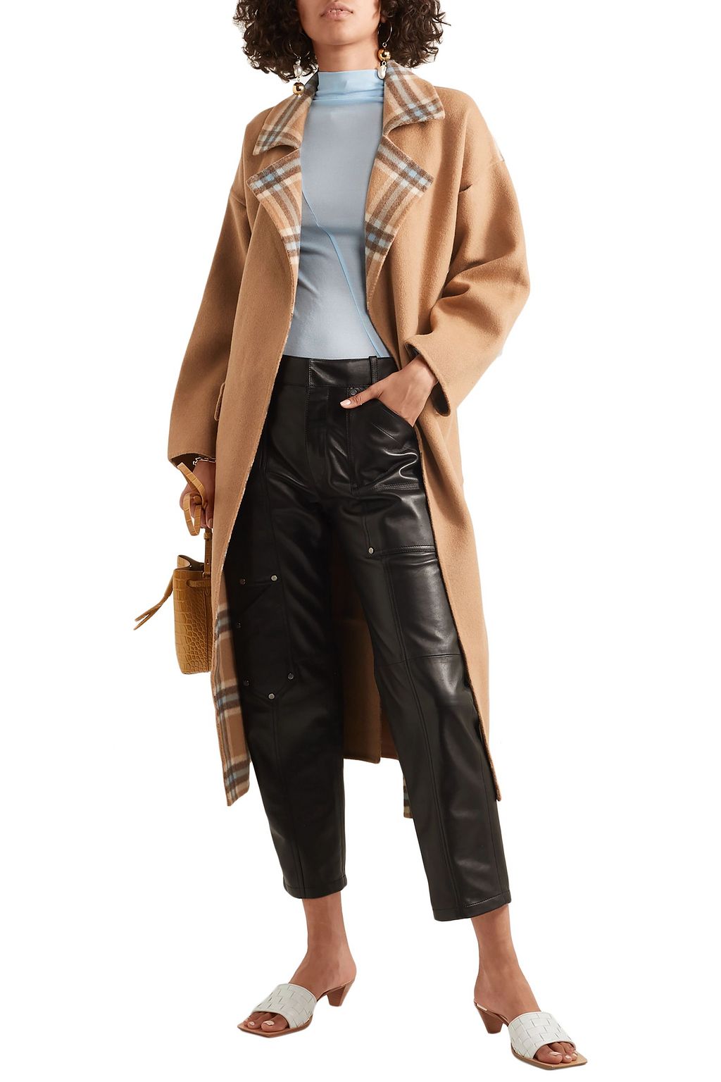 REJINA PYO Meryl convertible paneled checked wool-blend coat