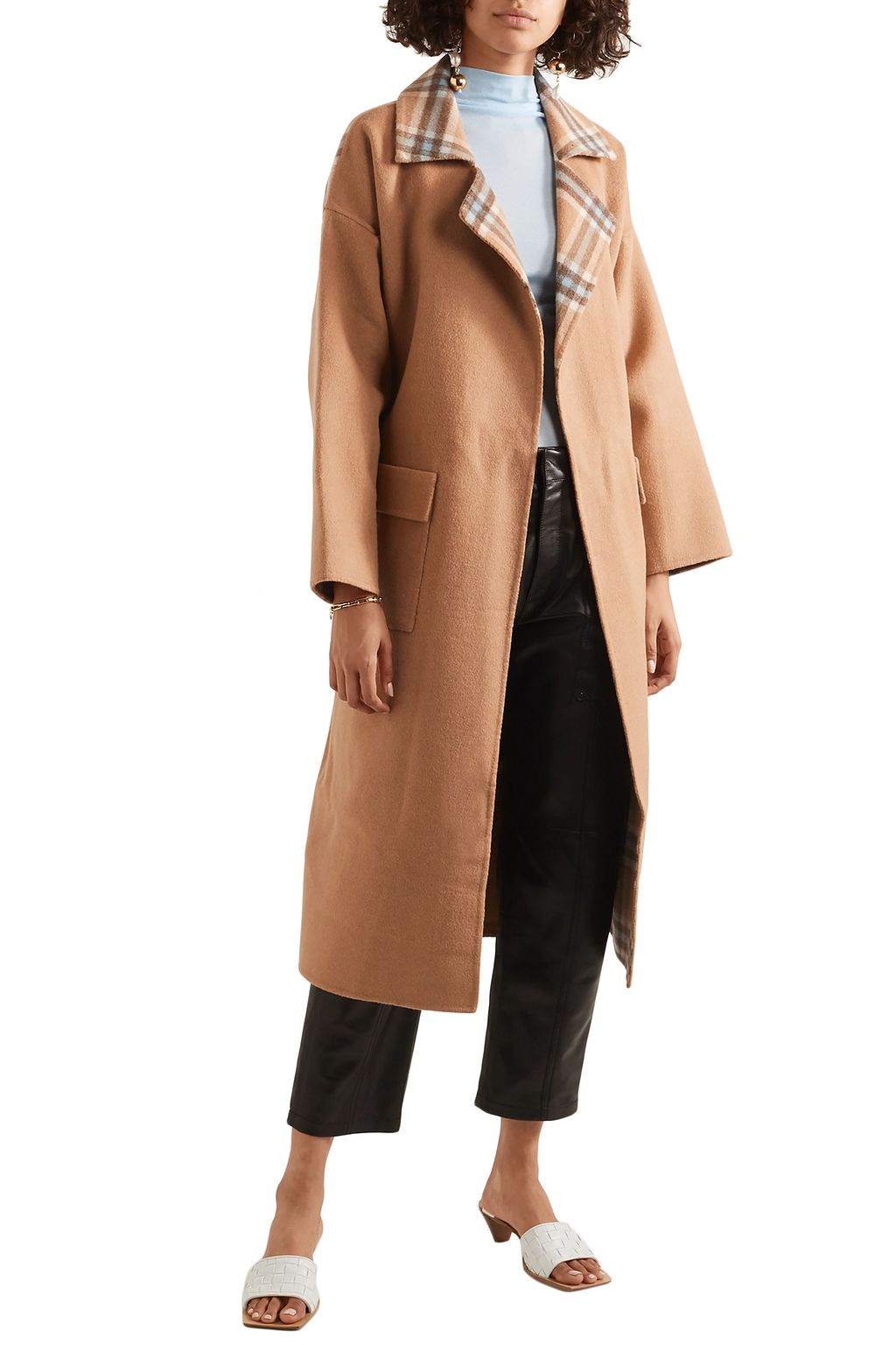 REJINA PYO Meryl convertible paneled checked wool-blend coat